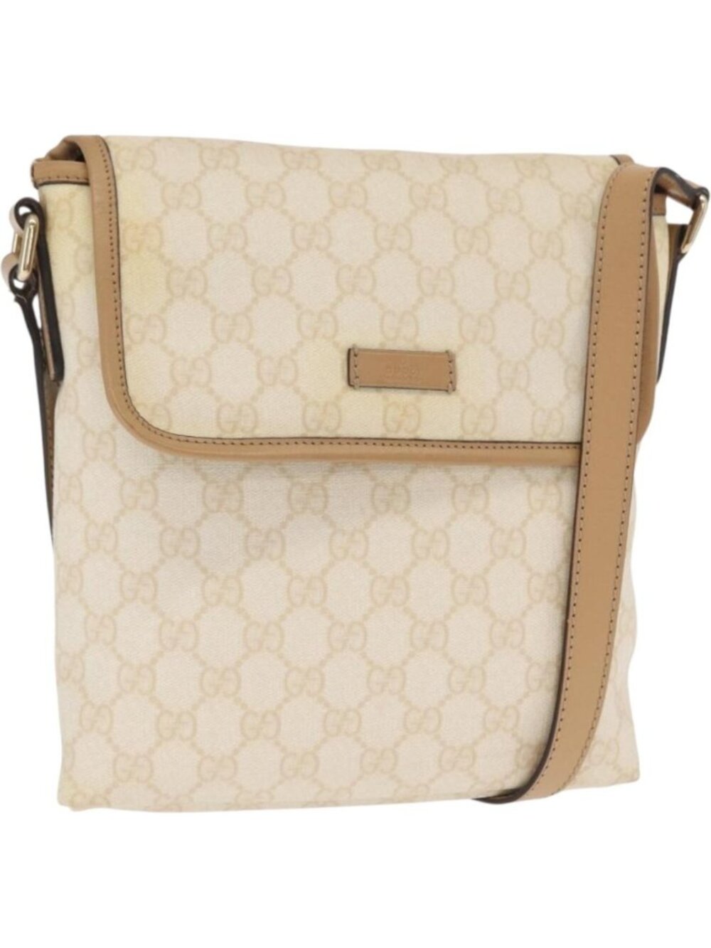 GUCCI GG Supreme Shoulder Bag PVC White Gold 223666